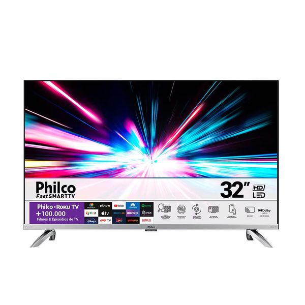 Smart TV 32” PHILCO Led Android Roku TV Dolby Audio DOLBY LED