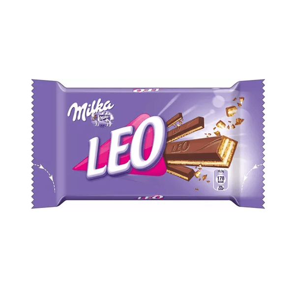 Wafer Recheado Coberto com Chocolate Ao Leite Milka Leo Embalagem 33,3g