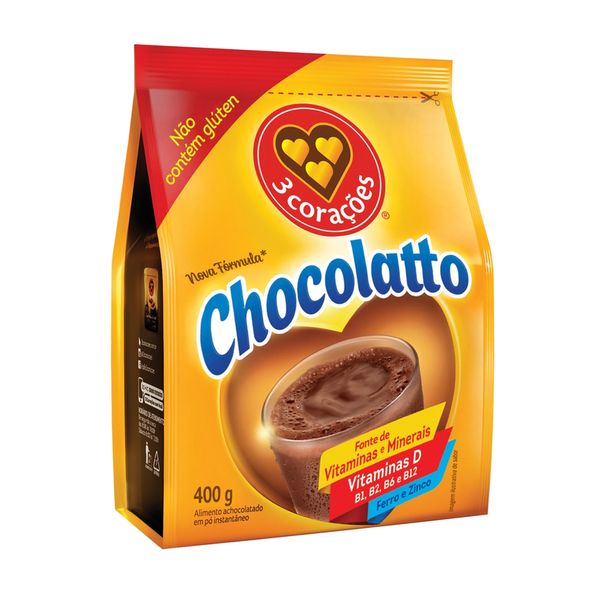 Achocolatado em Pó 3 CORACÕES Chocolatto Pacote 400gg