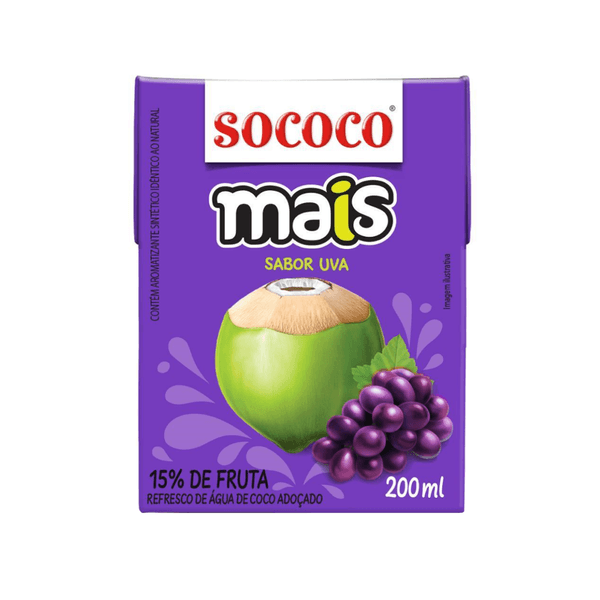 Água de Coco Sococo Sabor Uva Caixinha 200ml