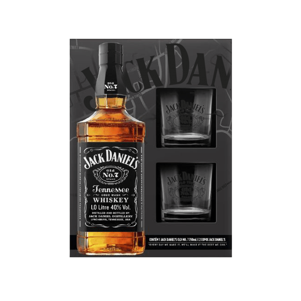 Kit Jack Daniels Garrafa 1L + 2 Copos