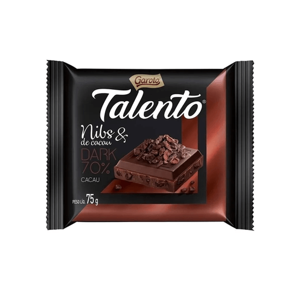 Chocolate Talento Dark Nibs de Cacau Garoto Tablete 75g