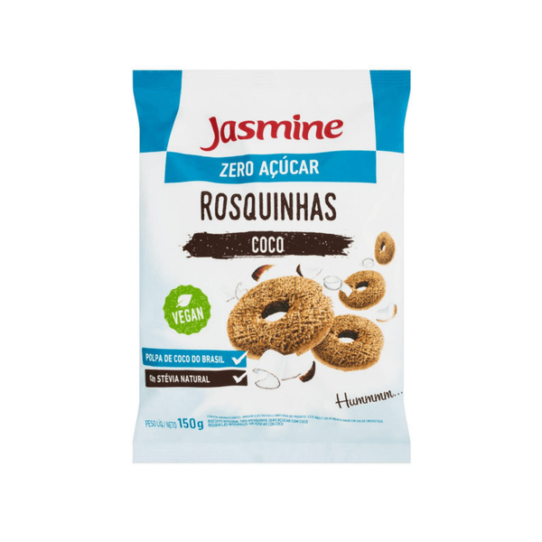 Biscoito Rosquinha Integral Jasmine Coco Zero Açúcar Embalagem 150g