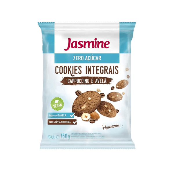 Biscoito Cookie Integral Jasmine Cappuccino e Avelã Zero Açúcar Embalagem 150g