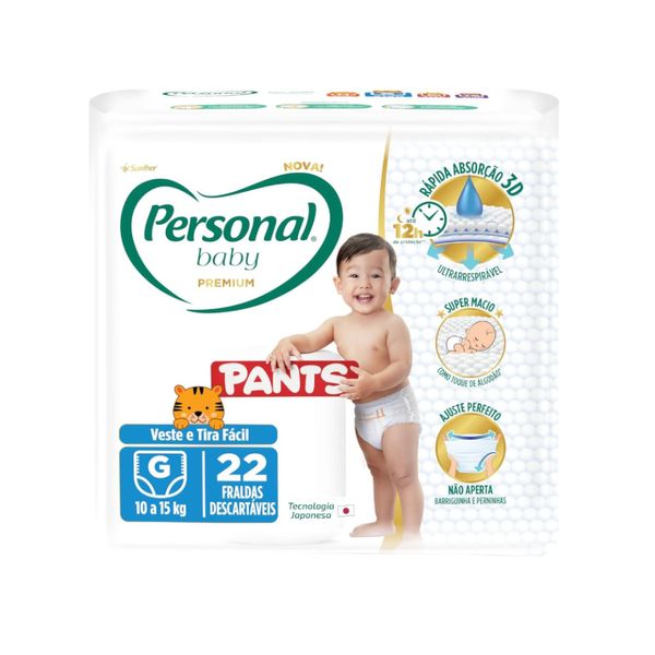 Fralda Descartável Infantil PERSONAL BABY Premium G Pants pacote 22un