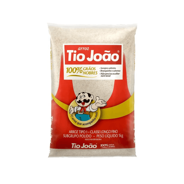 Arroz Branco Tio João 100% Grãos Nobres Embalagem 1kg