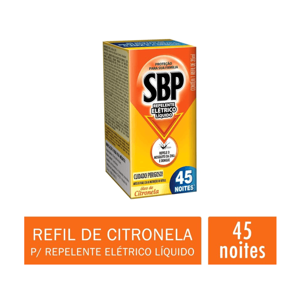 Repelente Elétrico Líquido SBP 45 Noites Citronela Refil 1 unidade 35ml