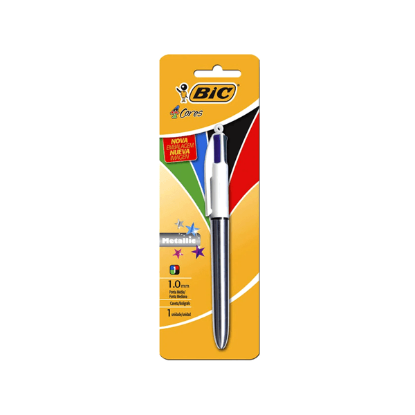 Caneta Esferográfica BIC 4 Cores Metallic Prata 1un