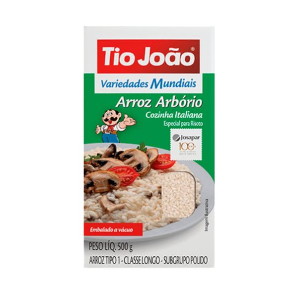 Arroz Arbório Tio João Tipo 1 Embalagem 500g