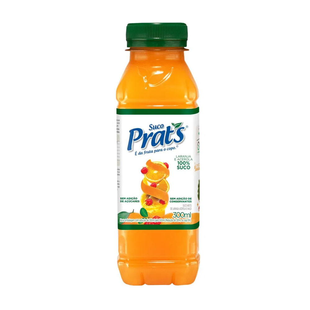 Suco Misto PRAT'S Laranja Maçã e Acerola Garrafa 300ml