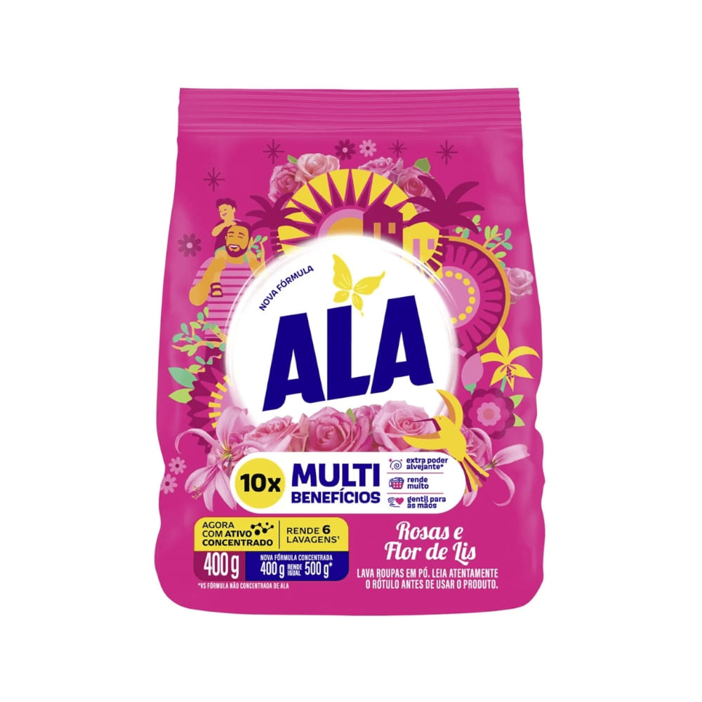 Lava Roupas em Pó ALA Rosas e Flor de Lis Sachê 400g - mercantilnovaera