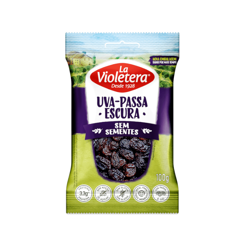Uva Passa Escura LA VIOLETERA Sem sementes pacote 100g