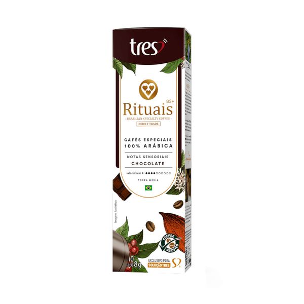 Café em Cápsula 3 Corações Espresso Rituais Chocolate Contém 10 Unidades de 8g