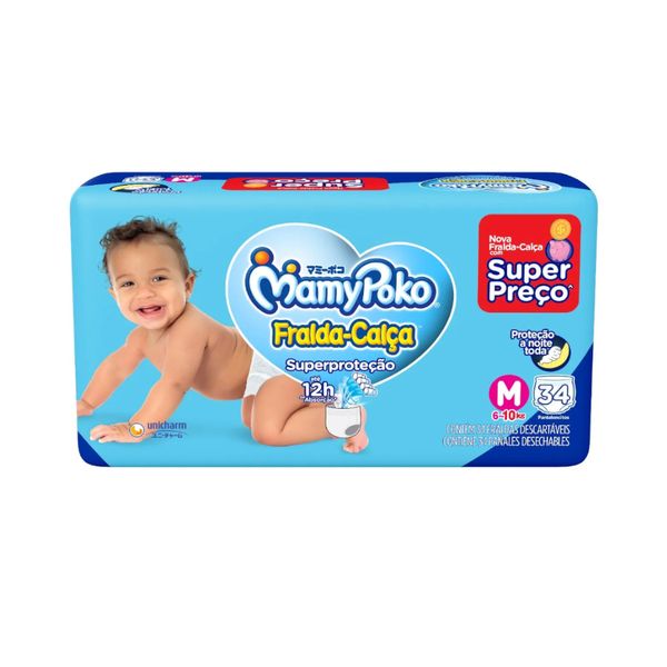 Fralda Calça Descartável Infantil Mamypoko Superproteção Tamanho M Contém 34 Unidades