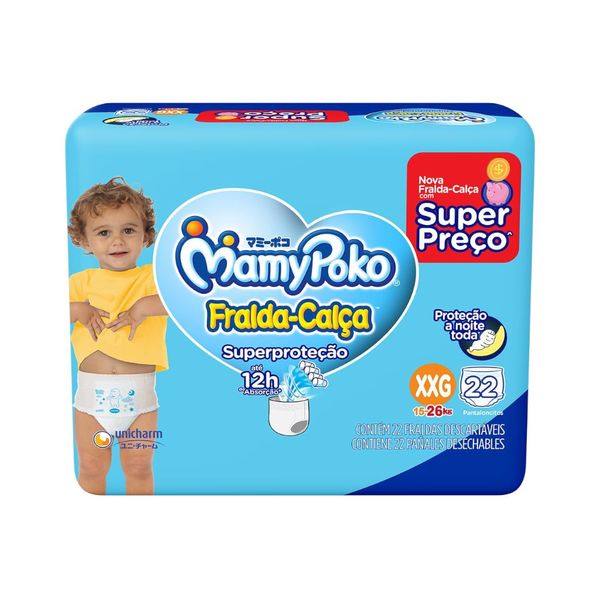 Fralda Calça Descartável Infantil Mamypoko Superproteção Tamanho XXG Contém 22 Unidades