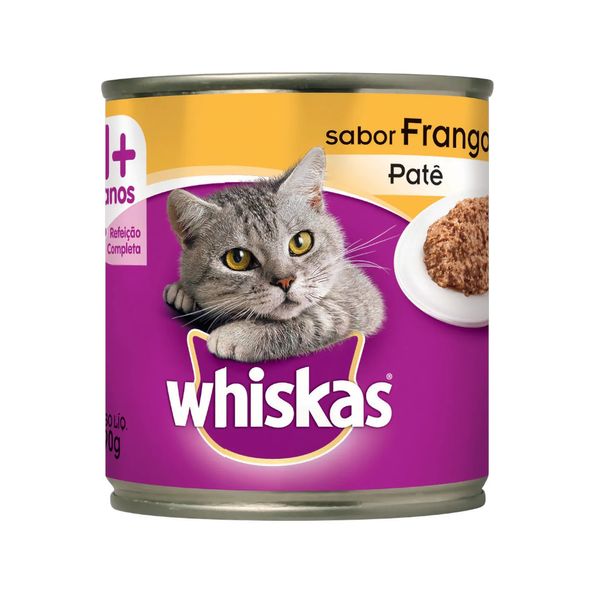 Ração Úmida para Gatos Adultos Whiskas Sabor Frango com Patê Lata 290g