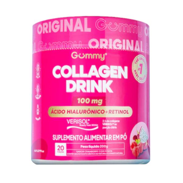 Suplemento Alimentar em Pó Gummy Drink Sabor Cranberry Pote 200g