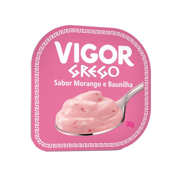 Iogurte Grego VIGOR Morango e Baunilha Pote 90g