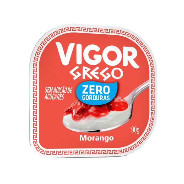 Iogurte Grego VIGOR Zero Gordura Morango Pote 90g