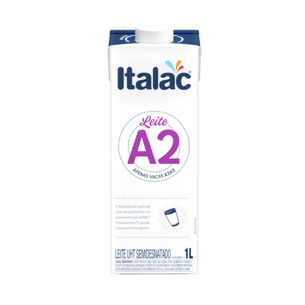 Leite UHT Semidesnatado A2 Italac Caixa 1L