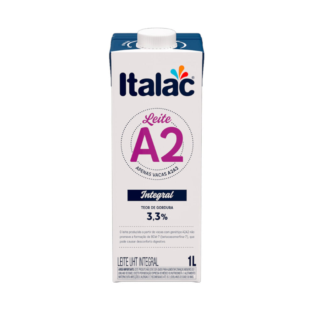Leite UHT Integral A2 Italac Caixa 1L