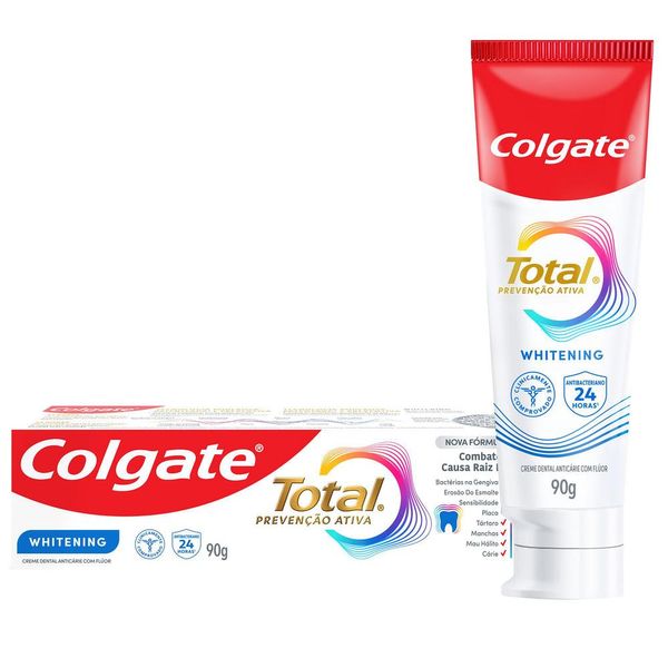 Creme Dental Colgate Total Whitening, com Flúor, 90g