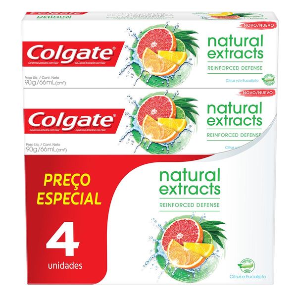 Creme Dental Colgate Natural Extracts Reinforced Defense 90g 4 unid com Desconto