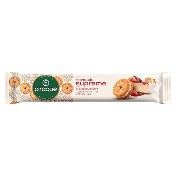 Biscoito Recheio Cheesecake com Geleia de Frutas Vermelhas Piraquê Supreme 80g