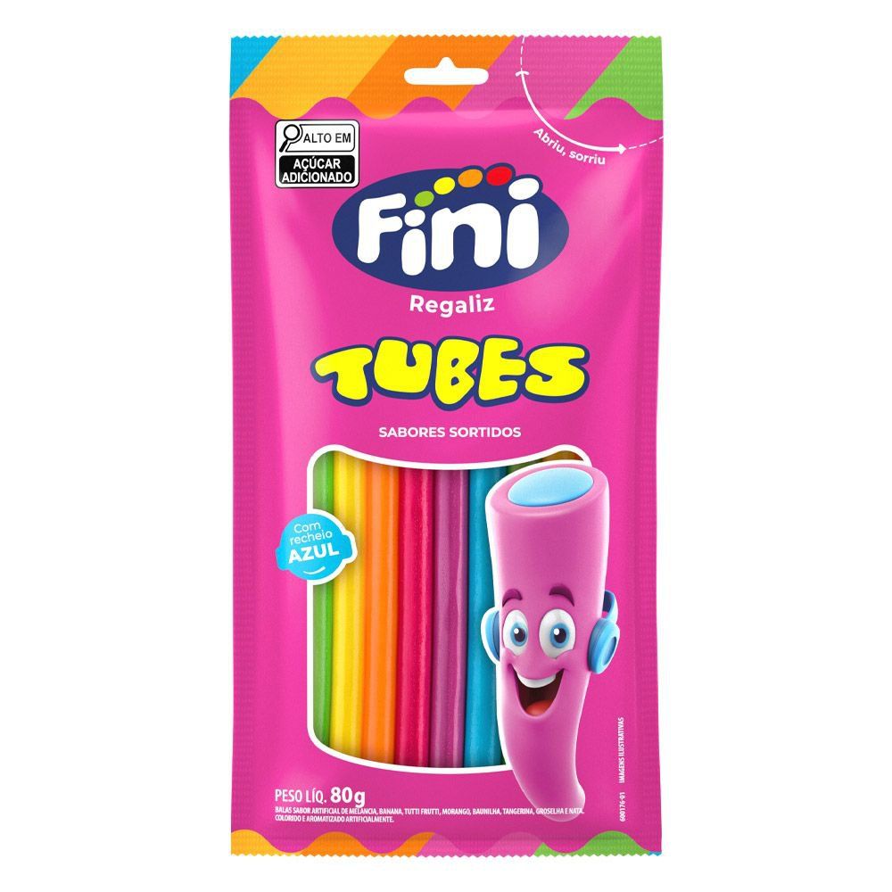 Regaliz Fini Tubes Arco-íris 80g
