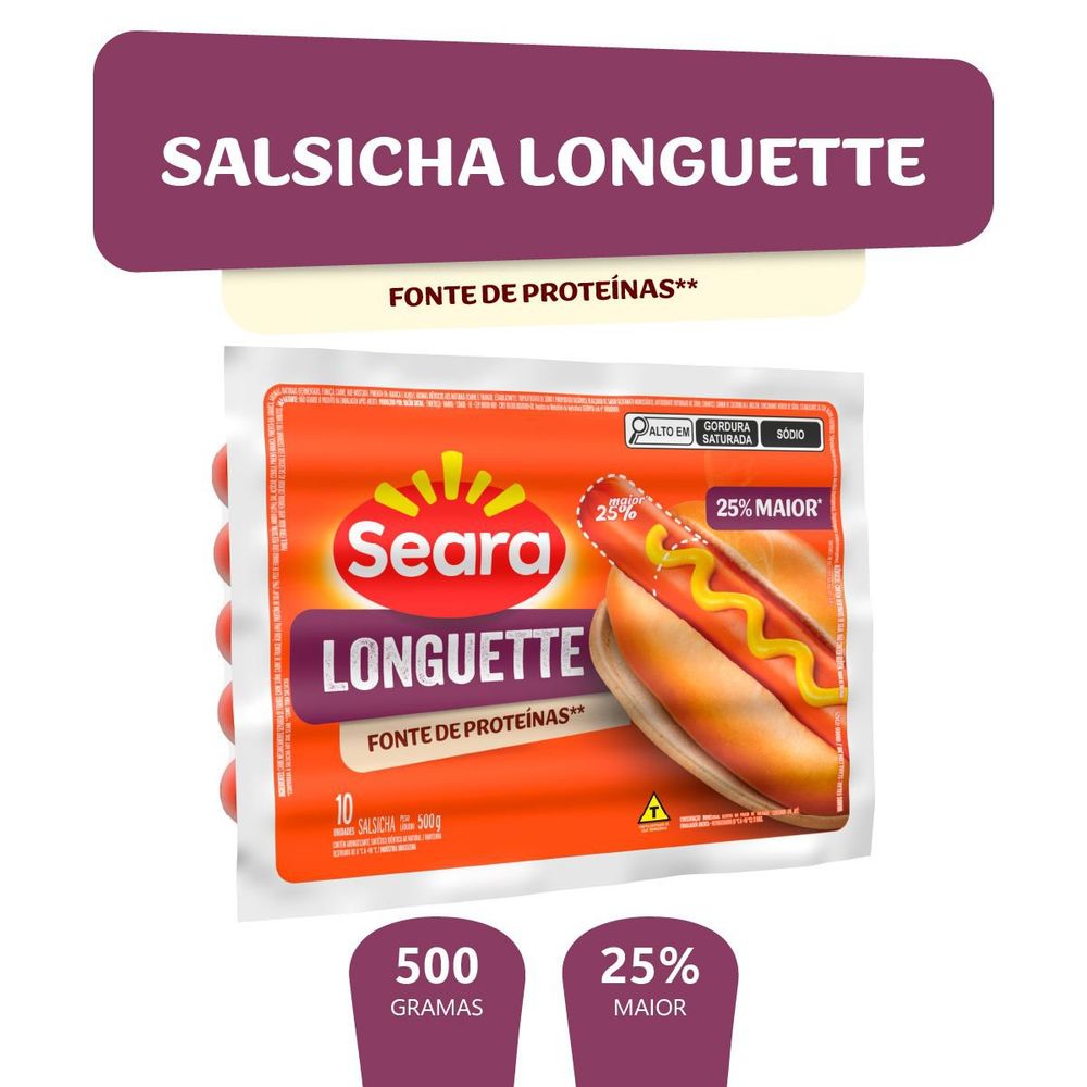 Salsicha longuette Seara 500g