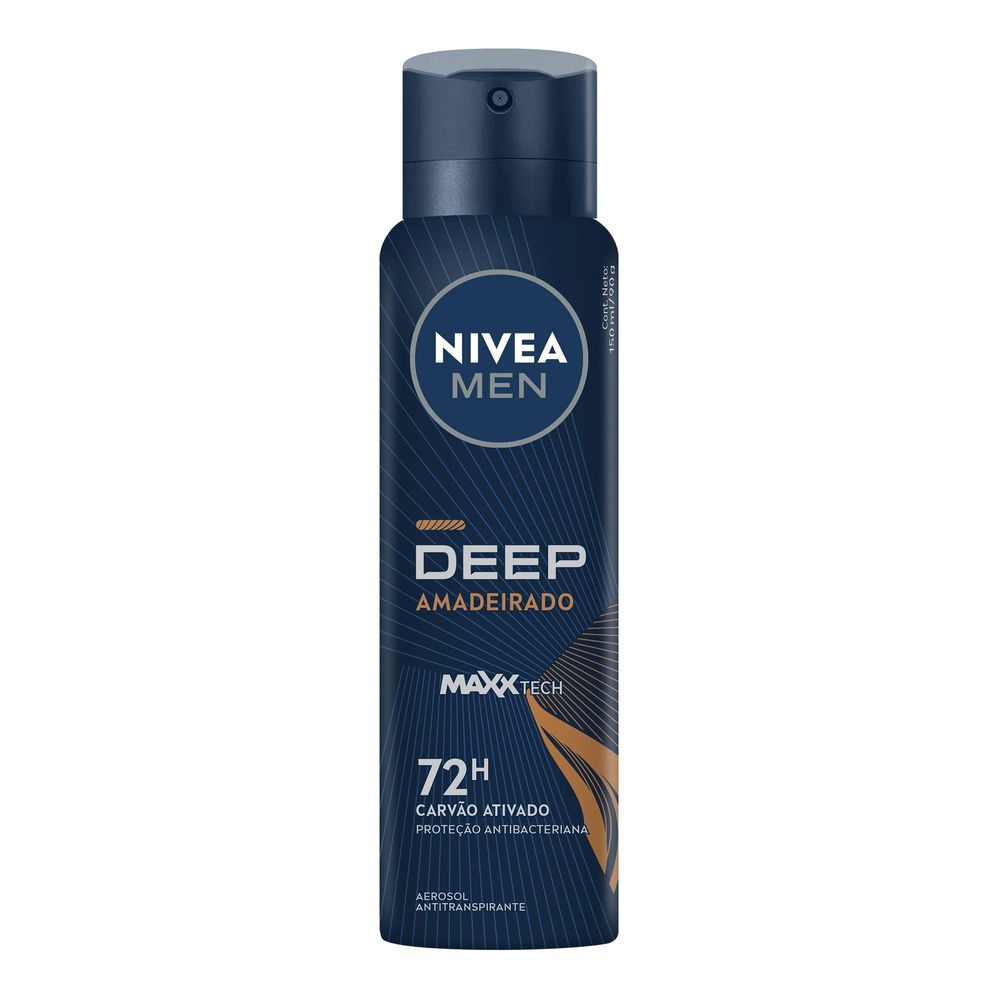 NIVEA MEN Antitranspirante Aerossol Deep Amadeirado MaxxTech 150 ml