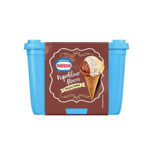 Sorvete Tradicional Napolitano Flocos Nestlé Pote 1,5L