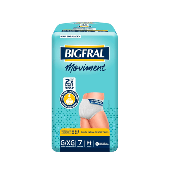 Fralda Descartável Geriátrica BIGFRAL Unissex G/XG Moviment pacote 7un