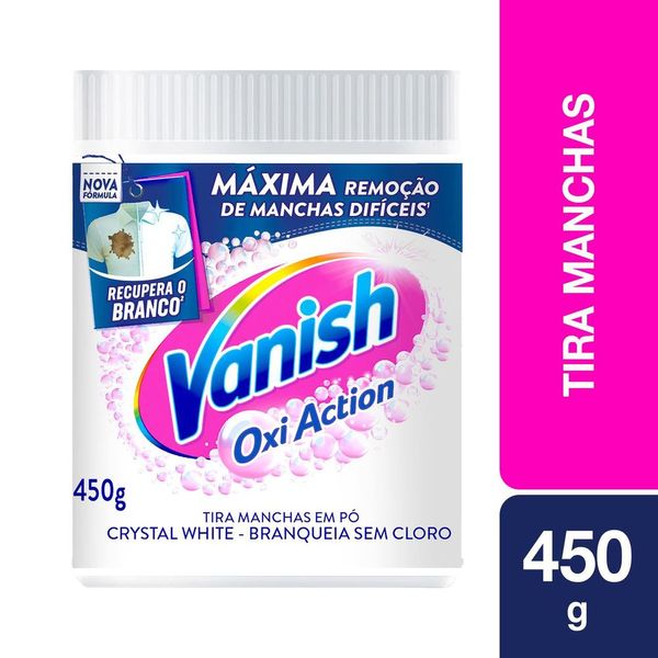 Tira Manchas Vanish em Pó Crystal White Oxi Action para roupas brancas 450g