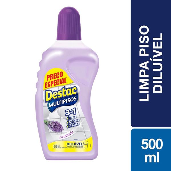 Limpa Pisos Diluível Destac Lavanda 500 ml Embalagem Econômica