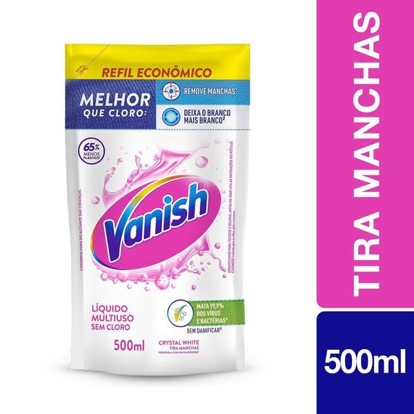 Tira Manchas Vanish Líquido Crystal White para roupas brancas Refil Econômico 500ml