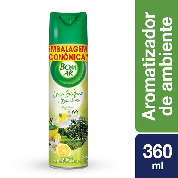 Aromatizador Bom Ar Aerossol Limão Siciliano e Baunilha 360ml Embalagem Econômica
