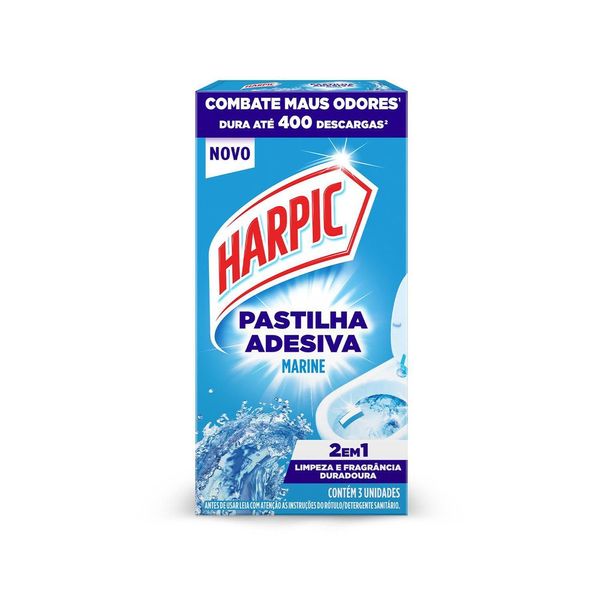 Pastilha Adesiva Sanitária Harpic Marine com 3 unidades