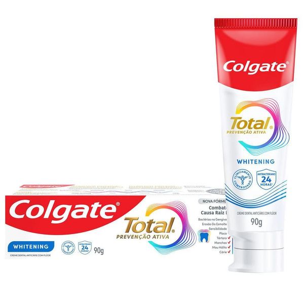 Creme Dental Colgate Total Whitening, com Flúor, 90g