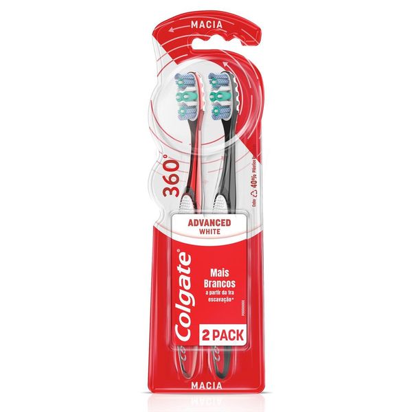 Escova de Dente para Branqueamento Dental Colgate 360º Luminous White Advanced 2 unid