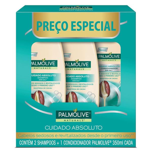 Shampoo e Condicionador Palmolive Naturals Cuidado Absoluto Manteiga de Cacau Promo 2 Shampoos 350ml + 1 Condicionador 350ml c/ Desconto