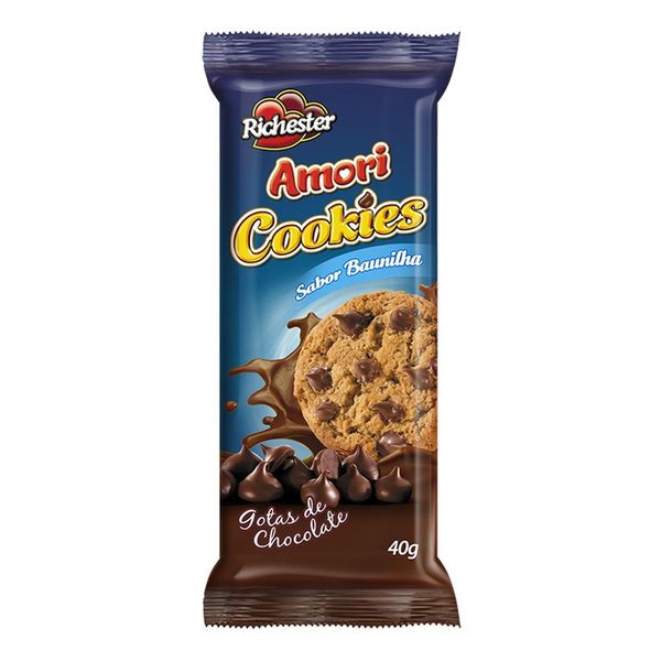 Biscoito Cookie Baunilha com Gotas de Chocolate Richester Amori 40g