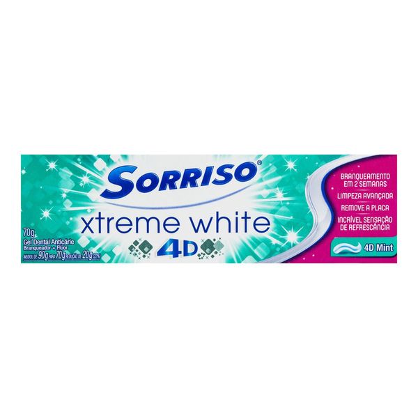 Creme Dental Para Branqueamento Sorriso Xtreme White 4D Mint 70g
