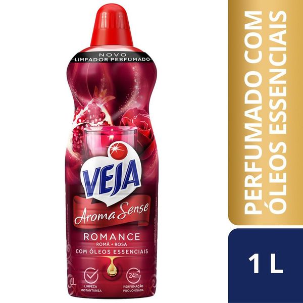 Limpador perfumado Veja Aroma Sense Romance 1L com óleos essenciais