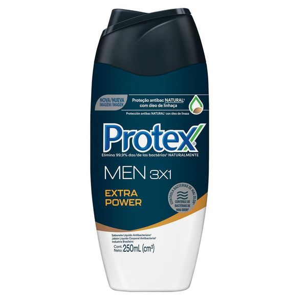 Sabonete Líquido Masculino Antibacteriano para Corpo Protex Men 3 em 1 250ml Sabonete Líquido para Corpo