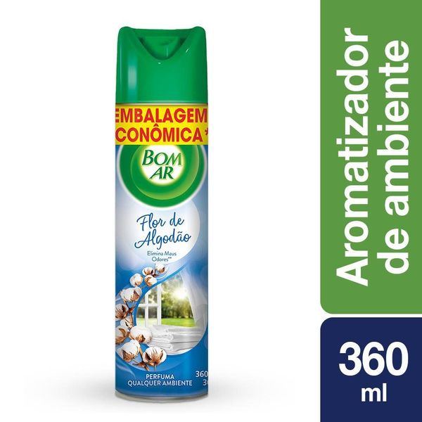 Aromatizador Bom Ar Aerossol Flor de Algodão 360ml Embalagem Econômica