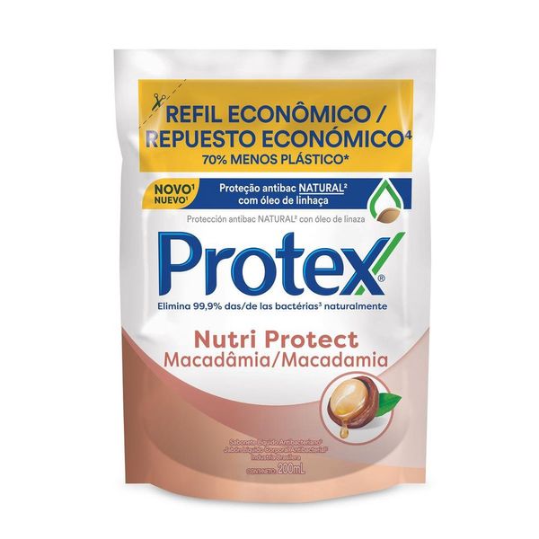 Sabonete Líquido Antibacteriano para as Mãos Protex Nutri Protect Macadâmia 200ml Sabonete Líquido para Mãos