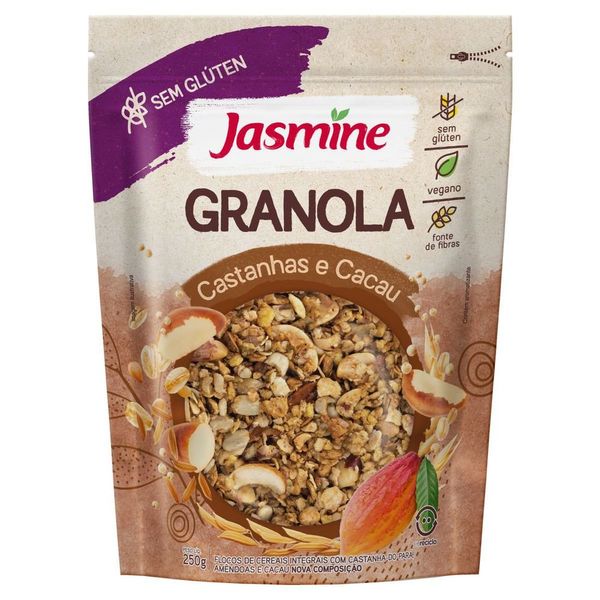 Granola Integral Castanhas e Cacau sem Glúten Jasmine 250g