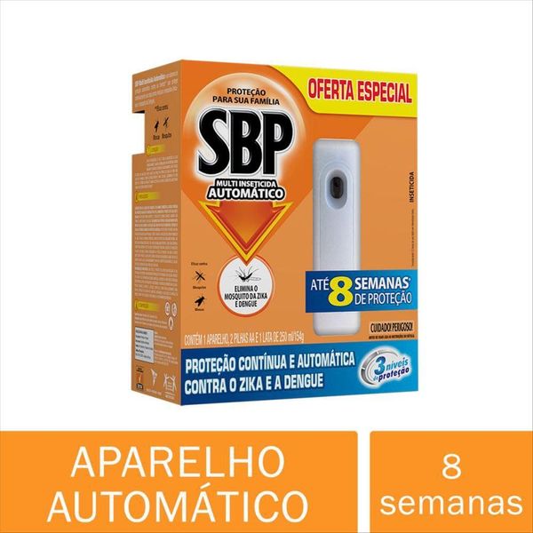 Multi Inseticida Aerossol Automático SBP Aparelho + Refil 250ml - Duração até 8 semanas