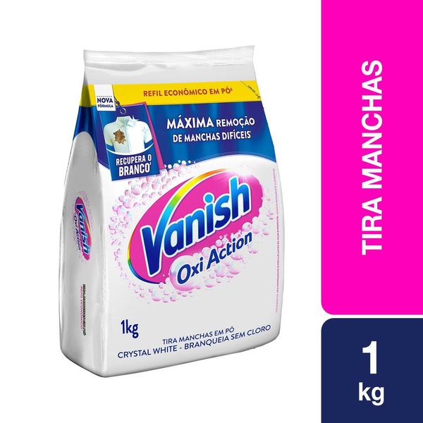 Tira Manchas Vanish em Pó Crystal White Oxi Action para roupas brancas Refil Econômico 1kg